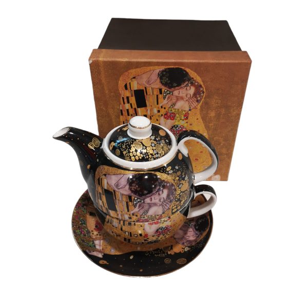 Čajnik s skodelico Klimt Kiss Black